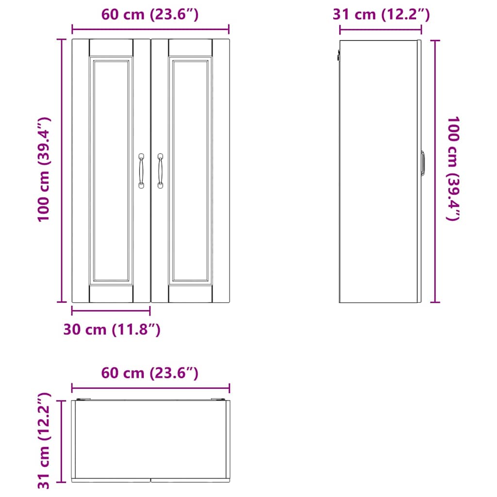 Ormar za Zid Bijelo 60 x 31 x 100 cm Konstruirano drvo