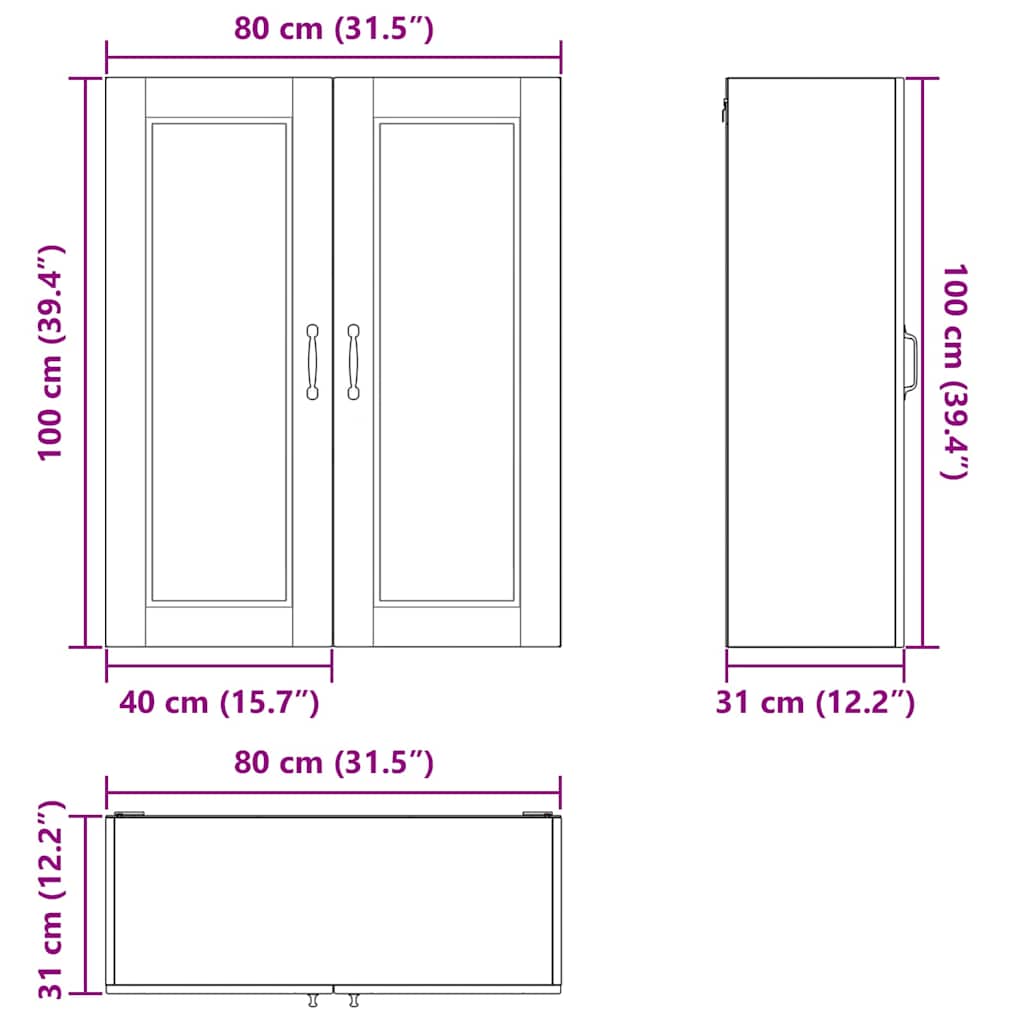 Ormar za Zid Siva Sonoma 80 x 31 x 100 cm Konstruirano drvo