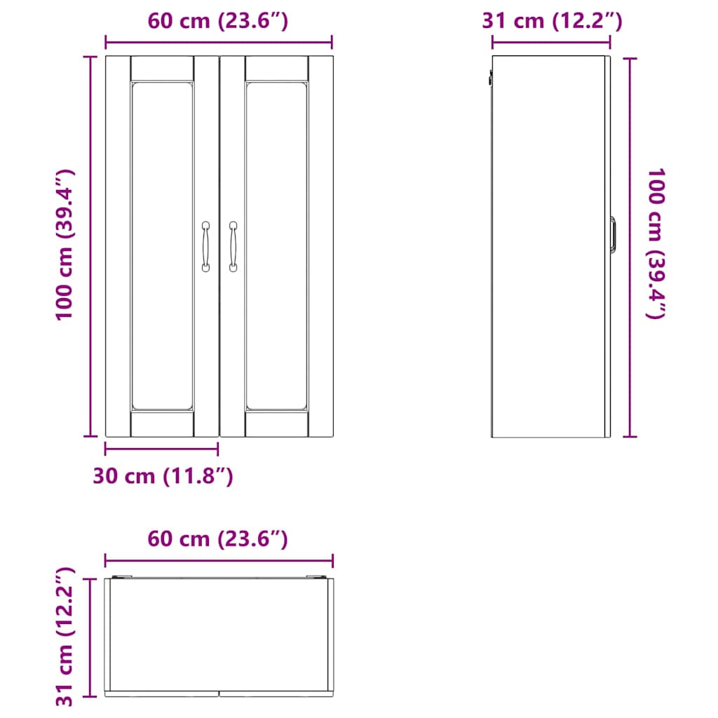 Zidni stakleni ormarić Dimljeni hrast 60 x 31 x 100 cm