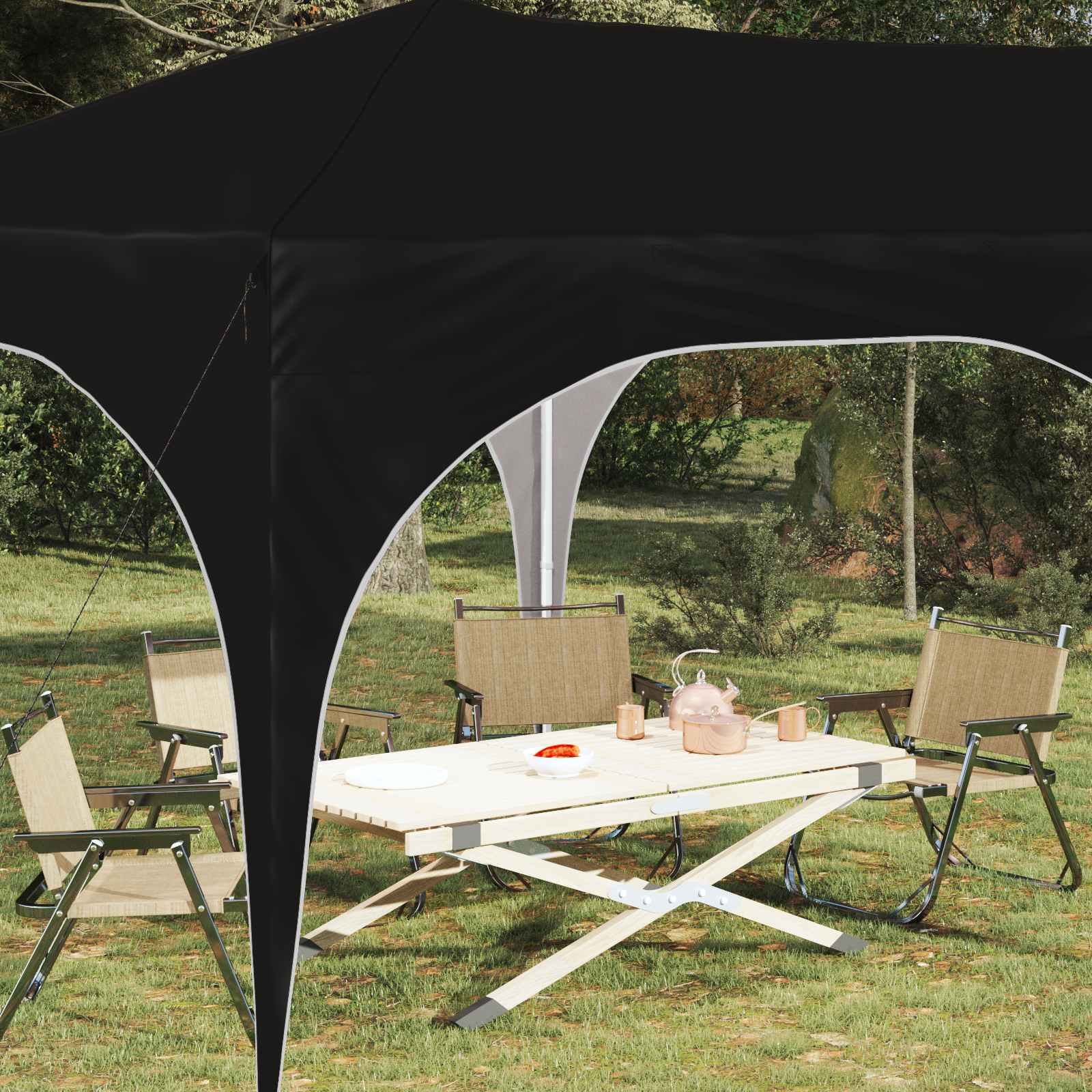 Rastezljivi šator za zabave Crna 575 x 288 x 245 cm
