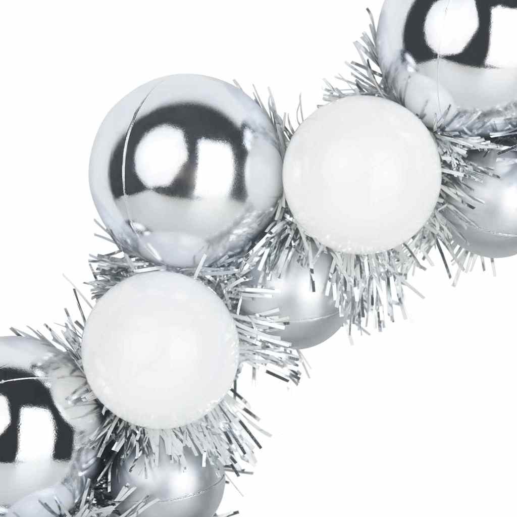 Vijenci s božićnim kuglicama 2 pcs Bijela i Srebrna