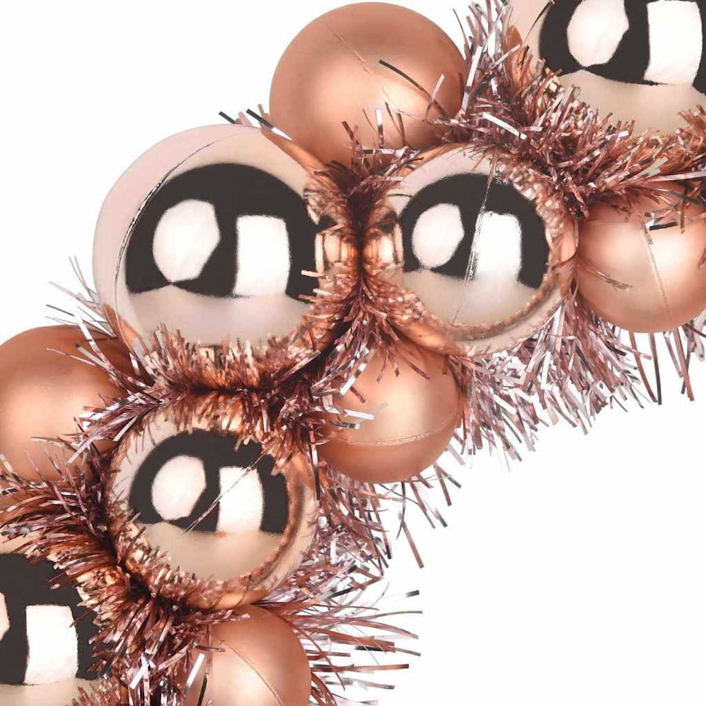 Vijenci s božićnim kuglicama 2 pcs Ružičasto zlatni