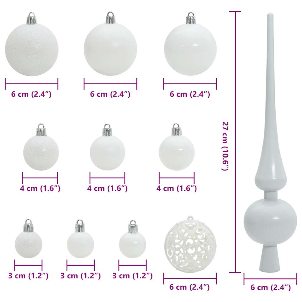 Set Božićnih Ukrasnih Kuglica 120 pcs Bijelo Plastika