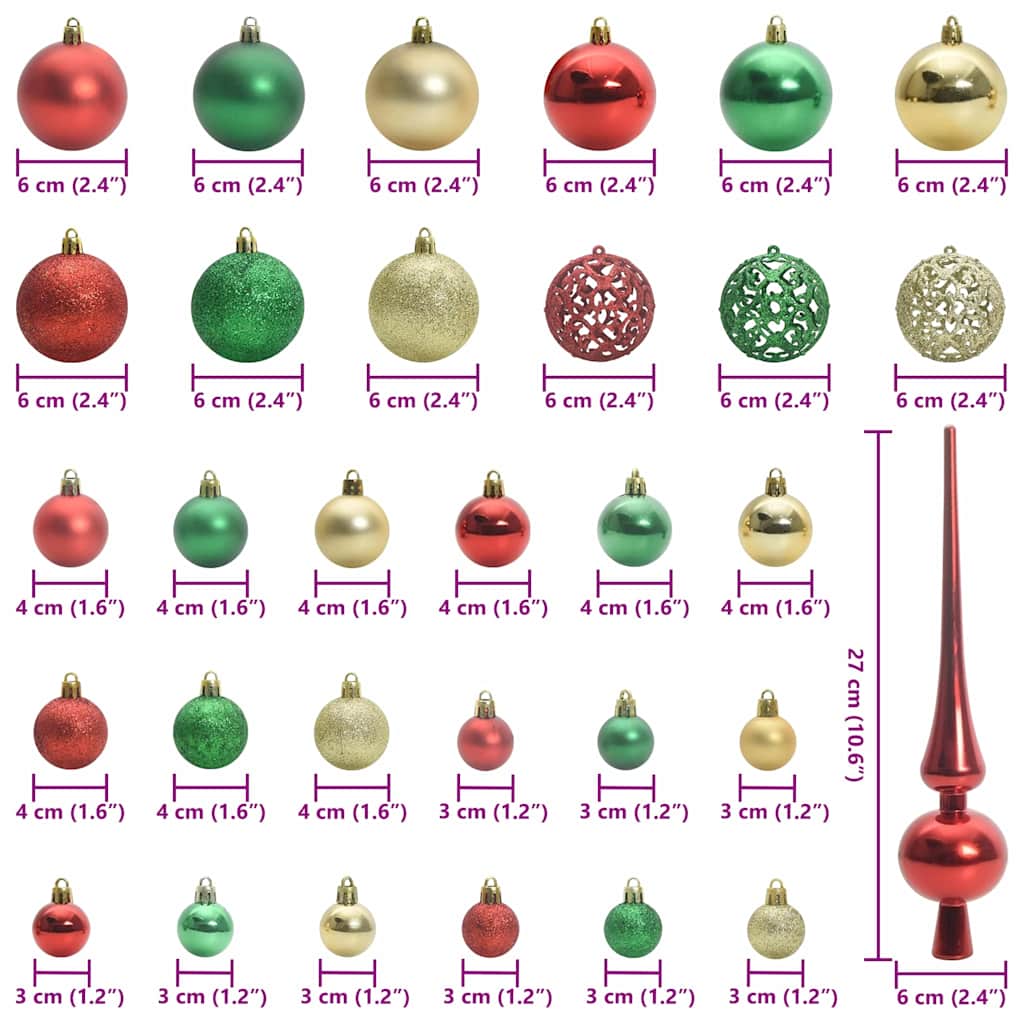 Set Božićnih Ukrasnih Kuglica 61 pcs Šareni Plastika