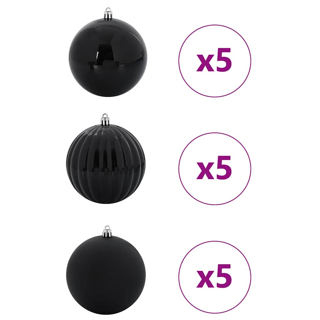Set božićnih kuglica XL 15 pcs Crna Plastika