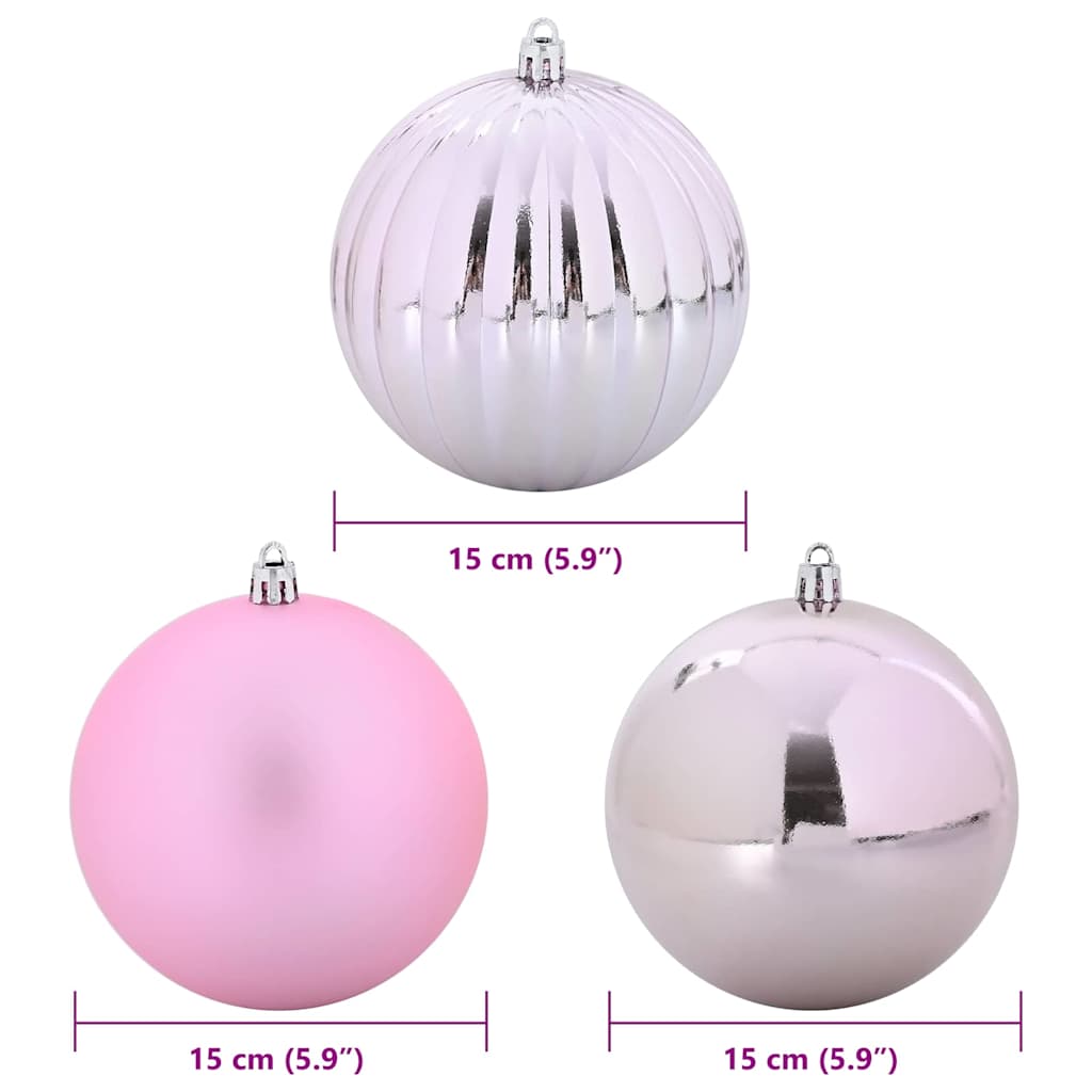 Set božićnih kuglica XL 9 pcs Ružičasta Plastika