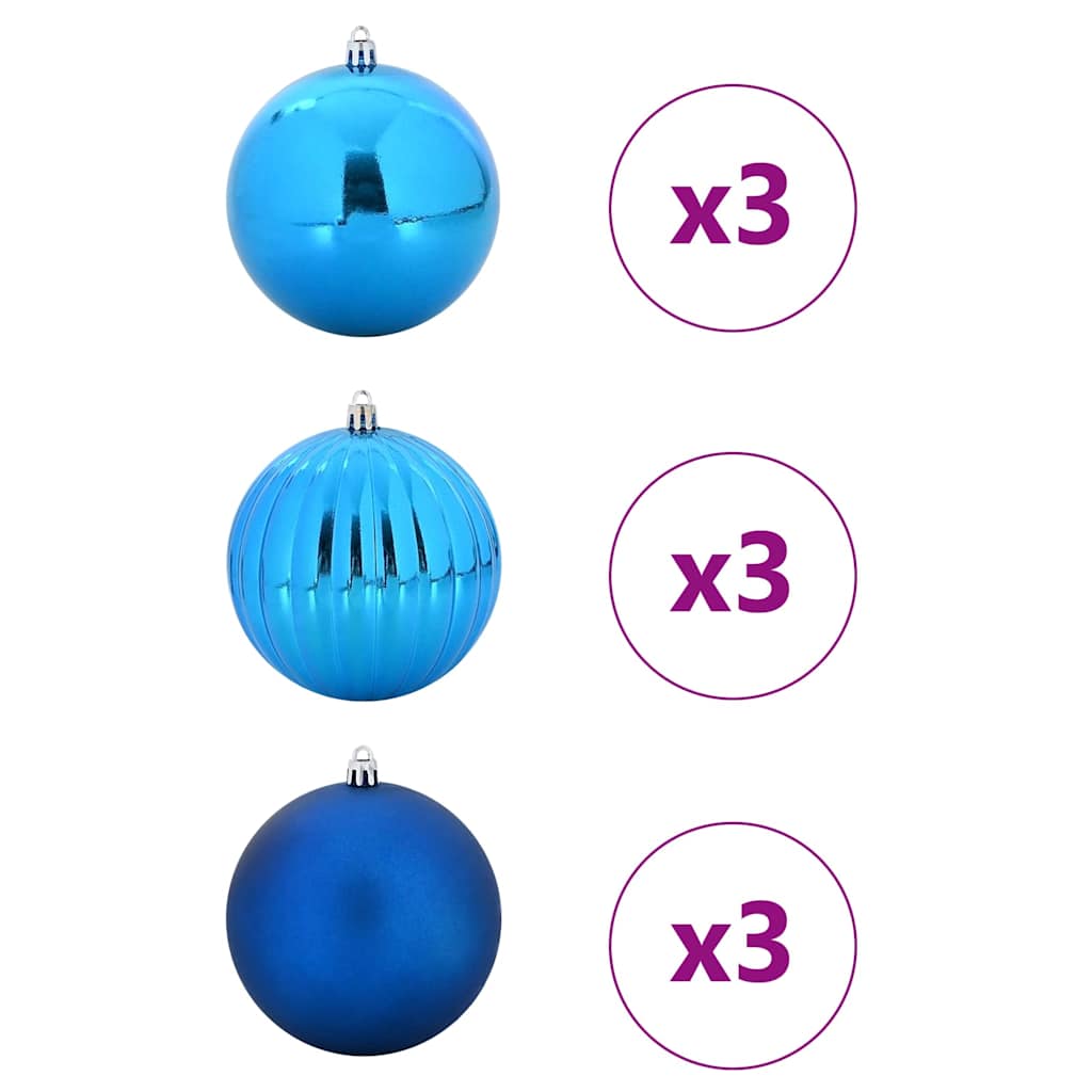 Set božićnih kuglica XL 9 pcs Plava Plastika
