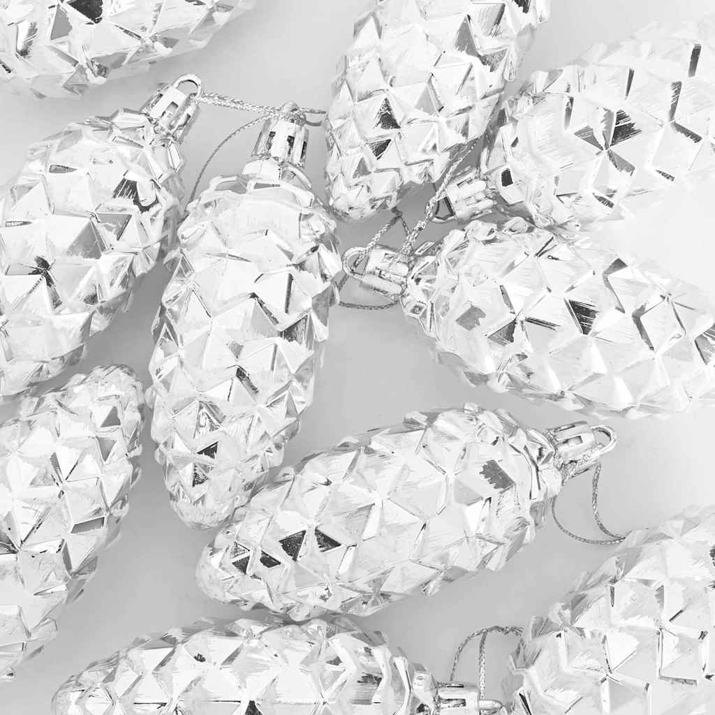 Božićna kuglica s četinicom 40 pcs Srebrno Plastika