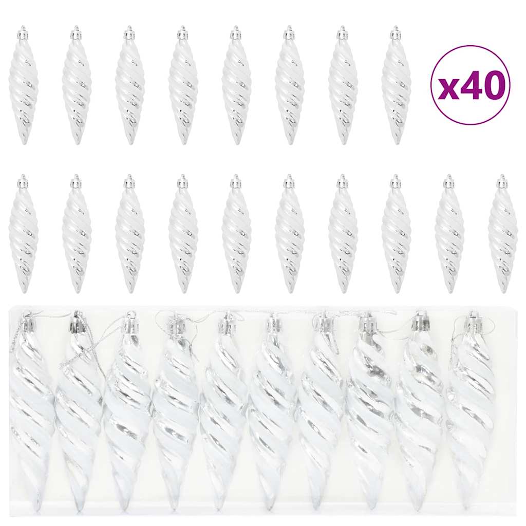 Božićna spirala u obliku kugle 40 pcs Srebrno Plastika