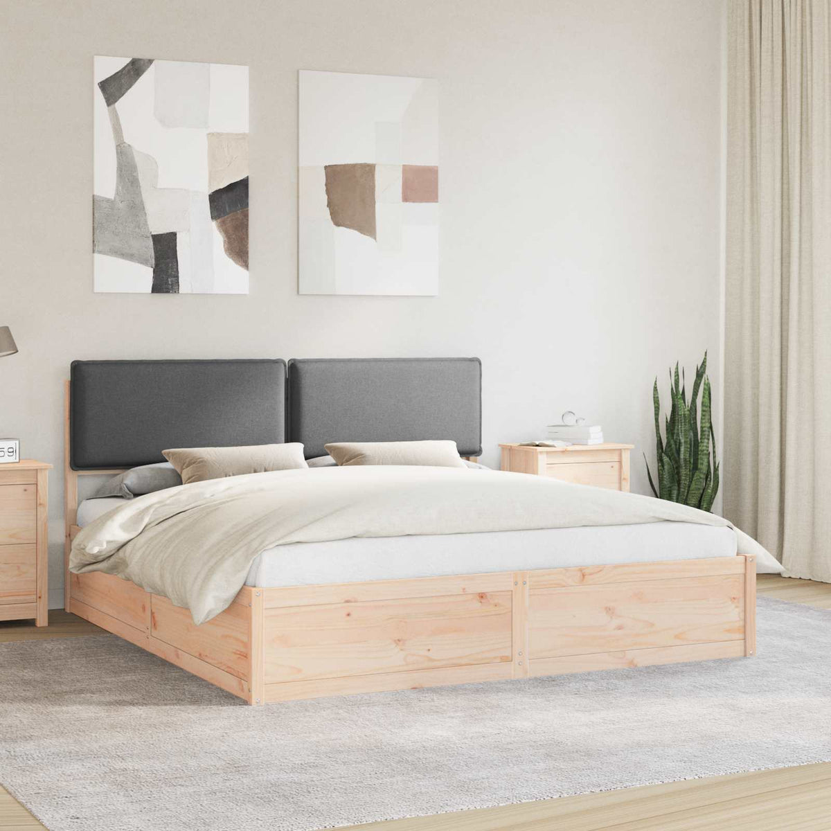 Krevetni okvir s tapiciranim uzglavljem Tamno siva 180 x 200 cm