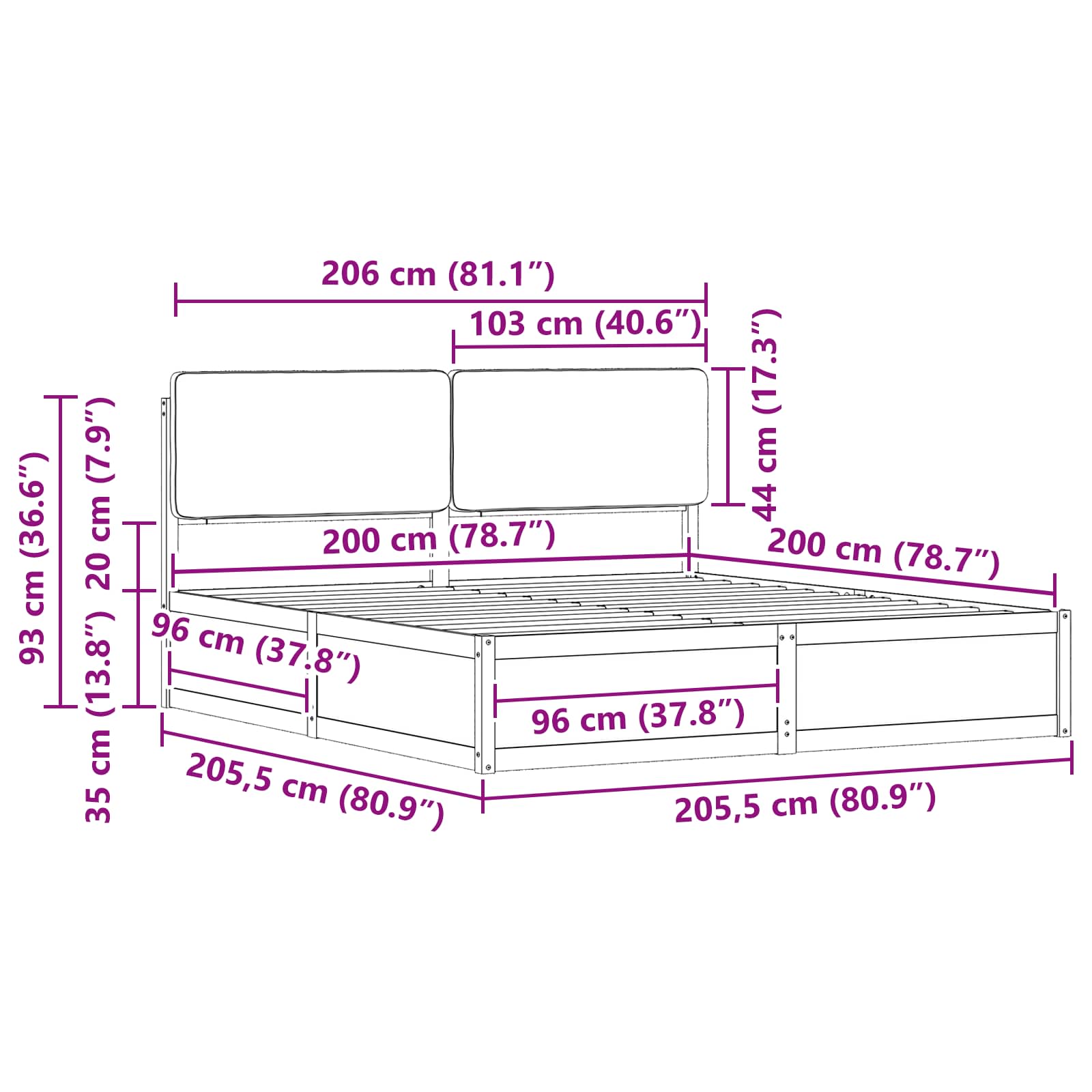 Krevetni okvir s tapiciranim uzglavljem Sivo-smeđa 200 x 200 cm