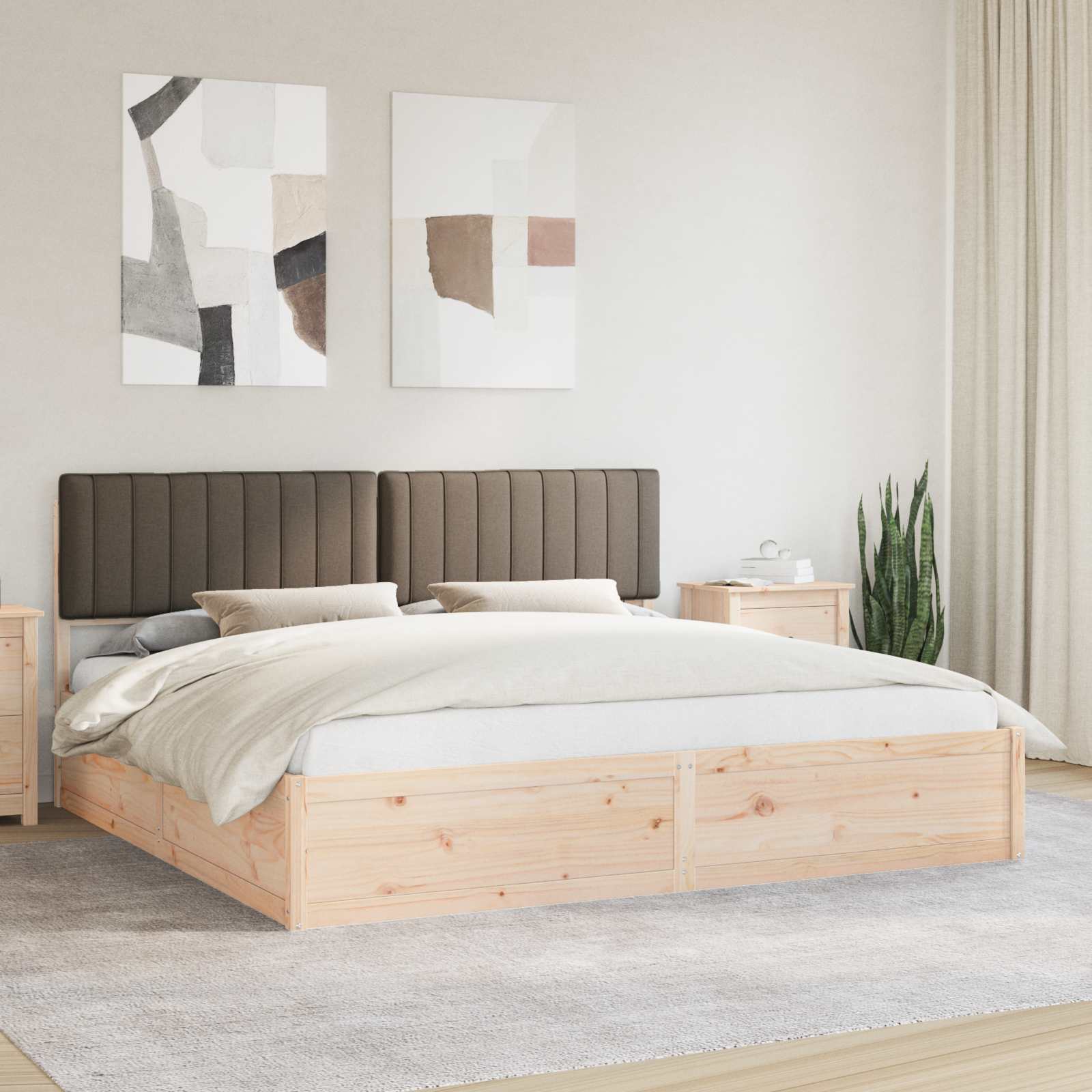 Krevetni okvir s tapiciranim uzglavljem Sivo-smeđa 200 x 200 cm