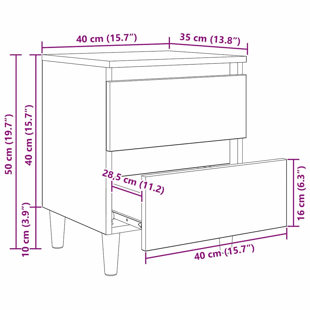 Ormarić za krevet Crni hrast 40 x 35 x 50 cm Konstruirano drvo