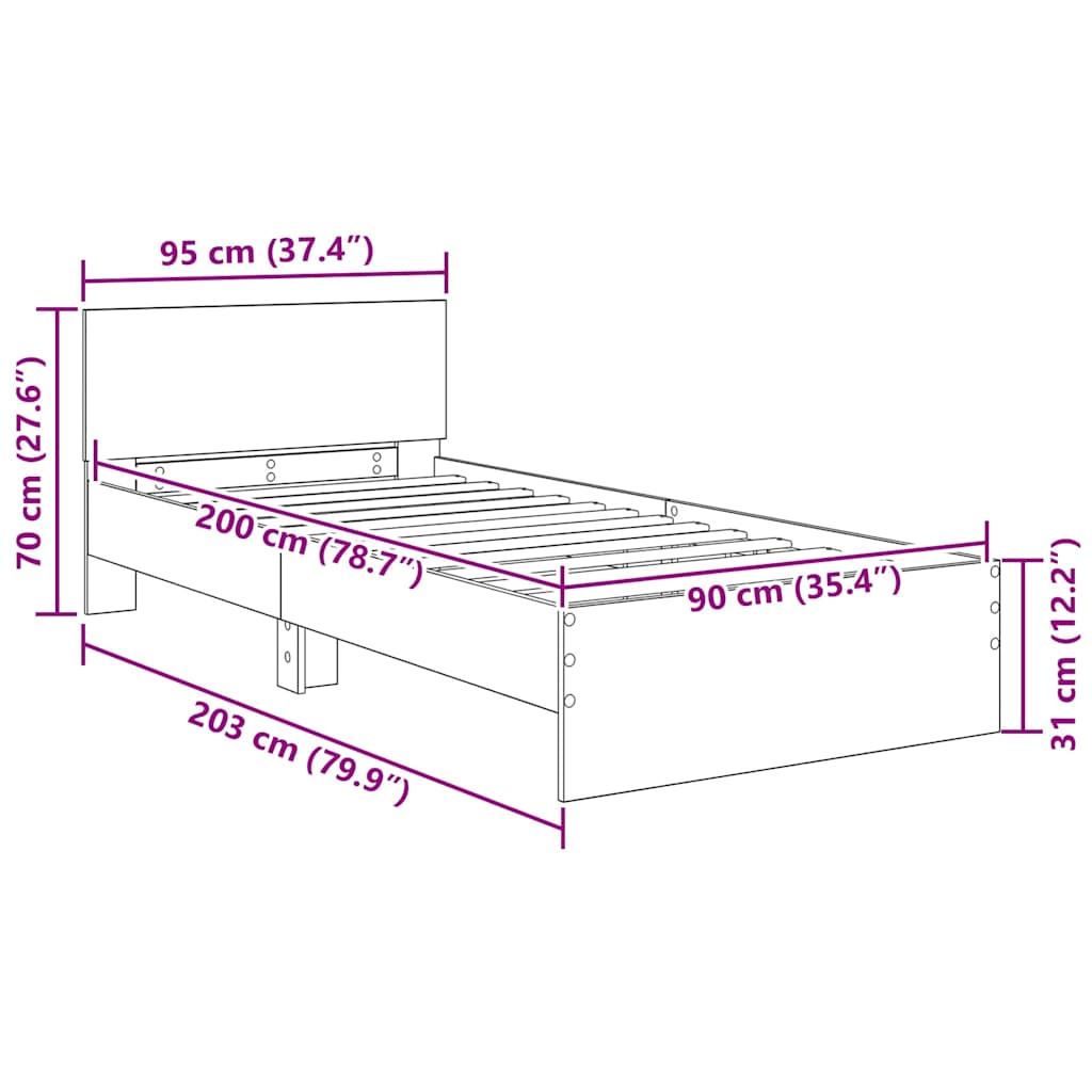 Krevetna konstrukcija Staro drvo 90 x 200 cm Konstruirano drvo