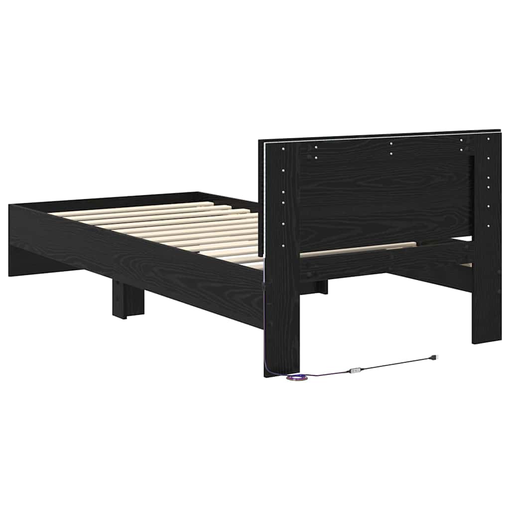 Krevetna konstrukcija Crni hrast 90 x 190 cm Konstruirano drvo