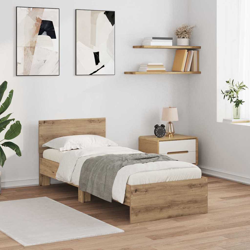 Krevetna konstrukcija s uzglavljem Umjetnički hrast 75 x 190 cm