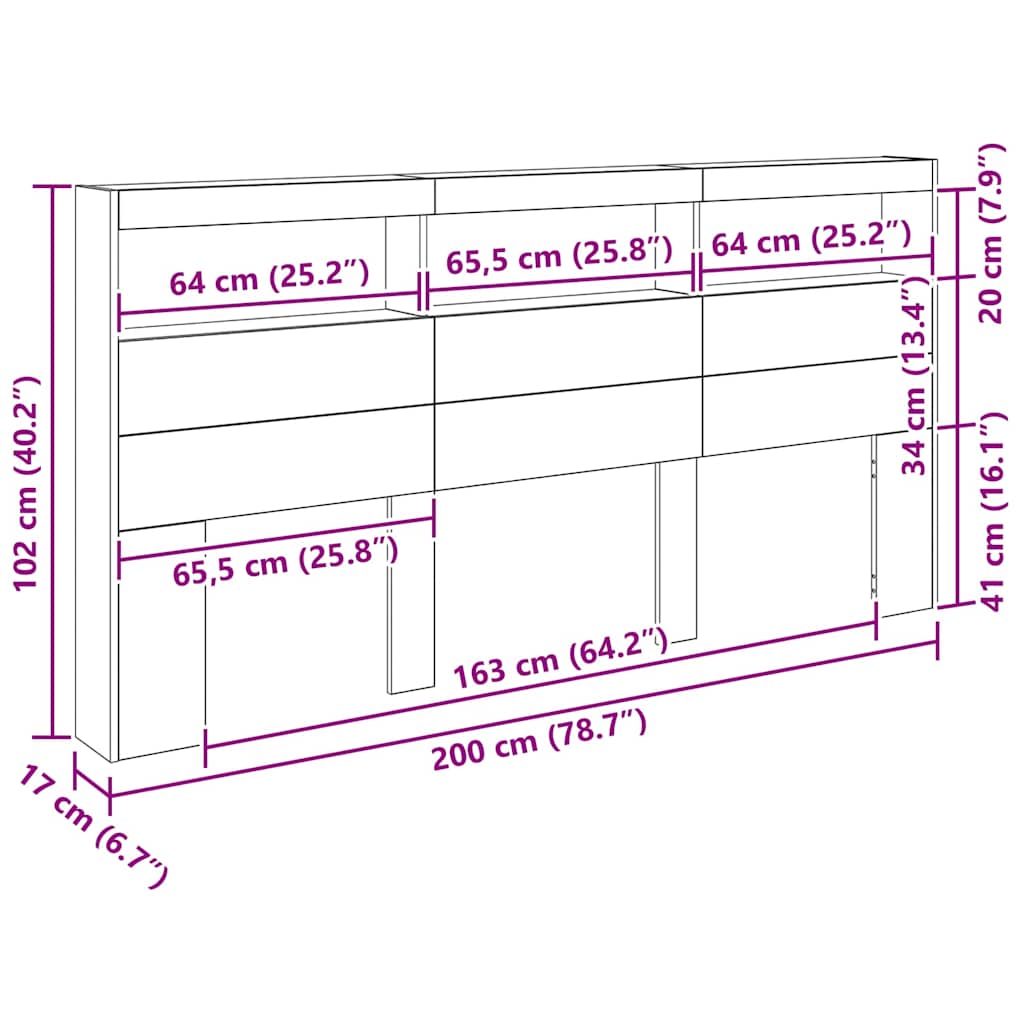 Uzglavlje Crni hrast 200 x 17 x 102 cm Konstruirano drvo