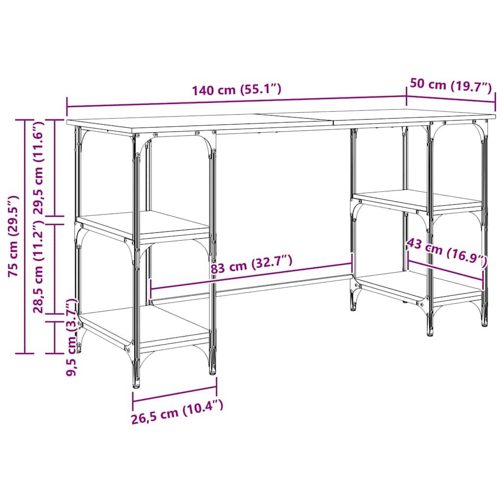 Stol s policom Staro drvo 140 x 50 x 75 cm Konstruirano drvo