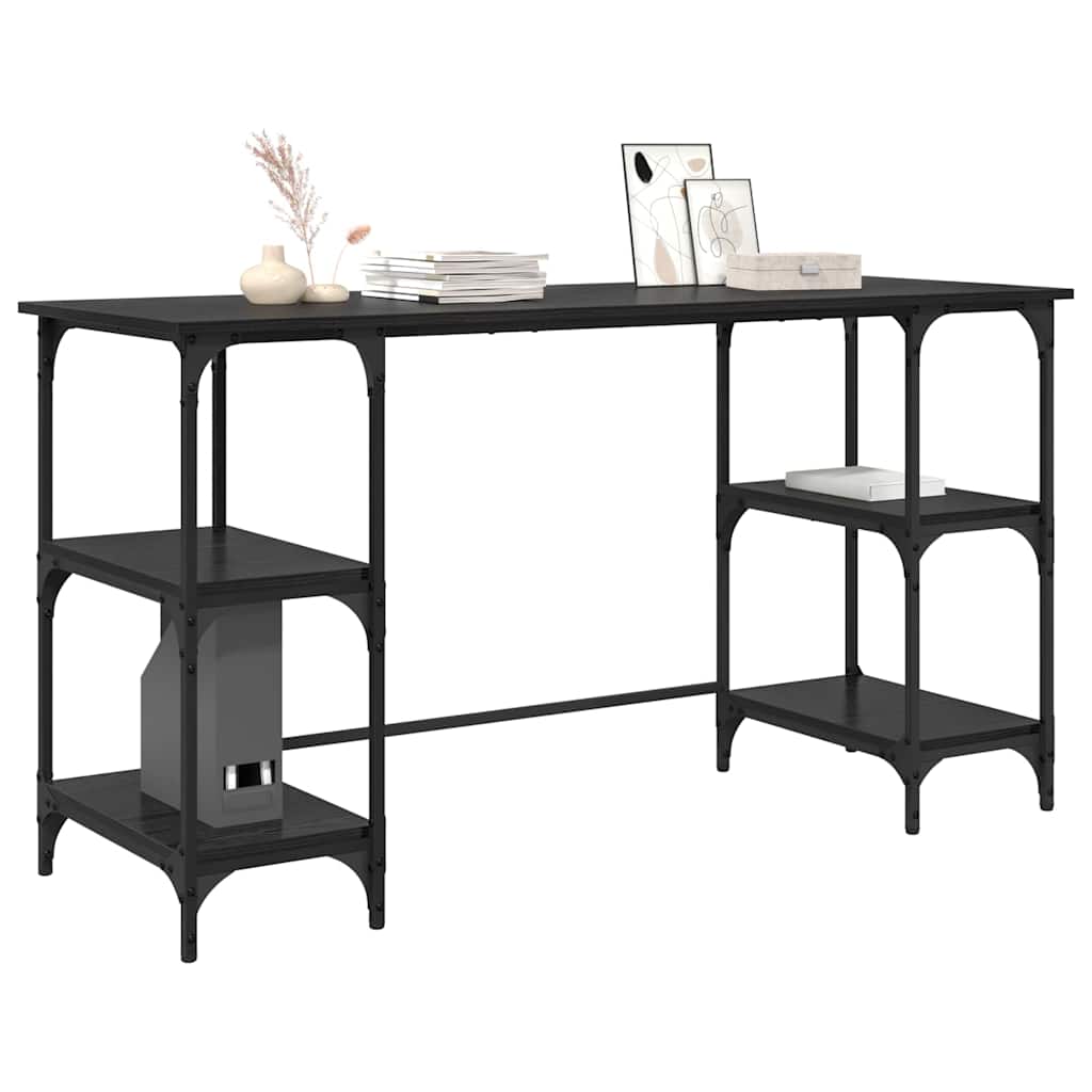Stol s policom Crni hrast 140 x 50 x 75 cm Konstruirano drvo