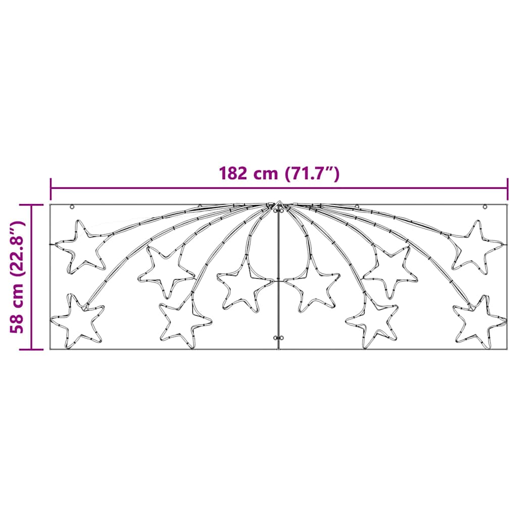 Božićna Zvijezda s 432 LED svjetlima Šareni 182 x 58 cm PVC