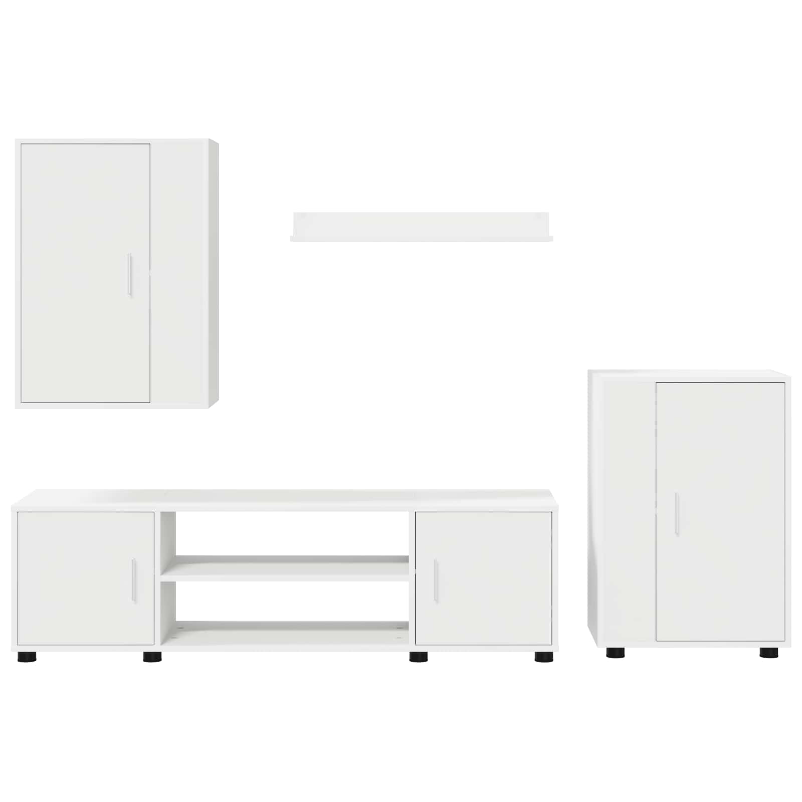 Set TV komoda Zidne 4 pcs Bijelo Konstruirano drvo