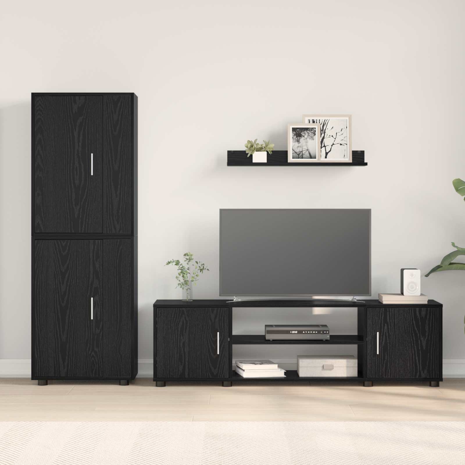 Set TV komoda Zidne 4 pcs Crni hrast Konstruirano drvo