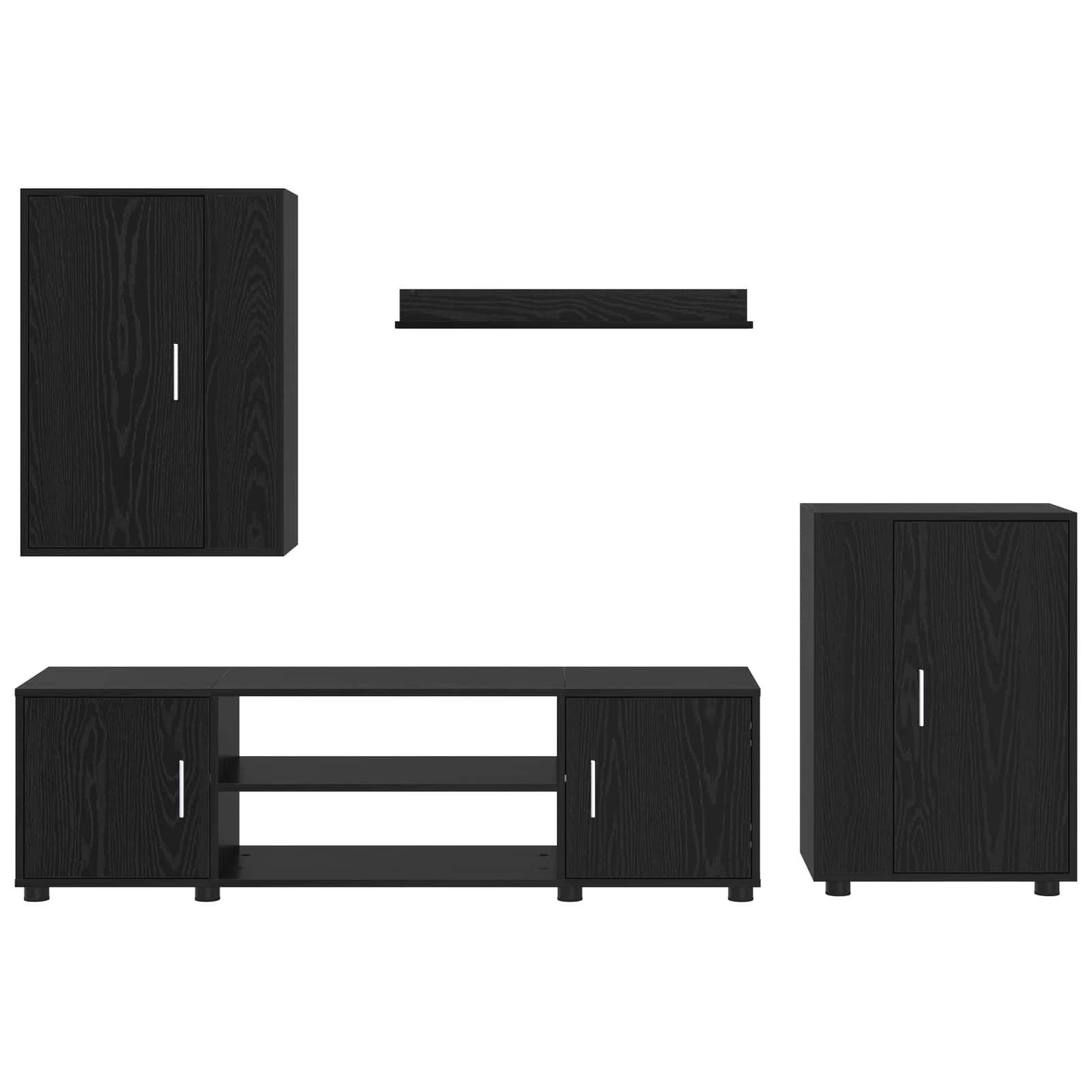 Set TV komoda Zidne 4 pcs Crni hrast Konstruirano drvo