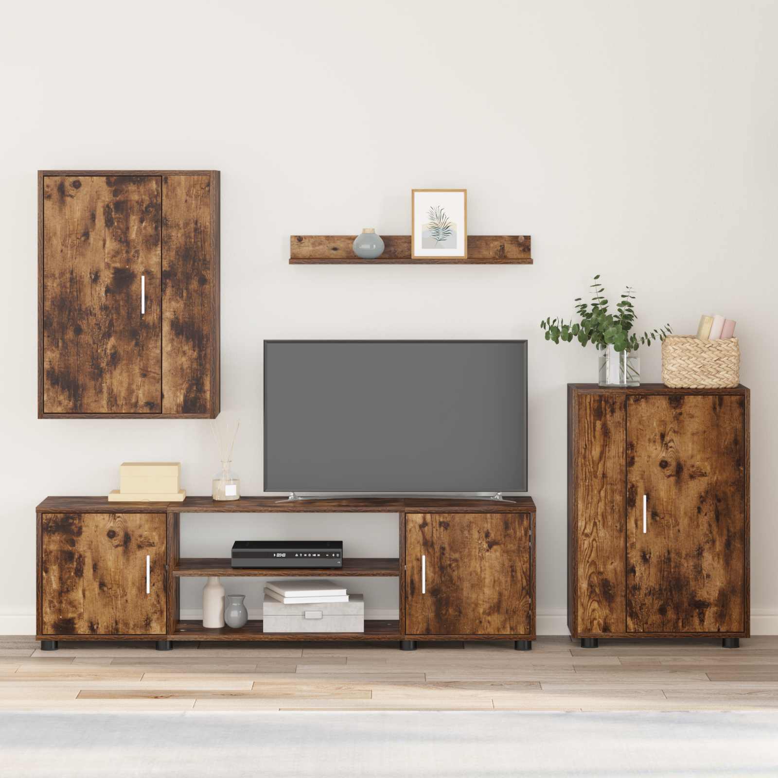Set TV komoda Zidne 4 pcs Dimljeni hrast Konstruirano drvo