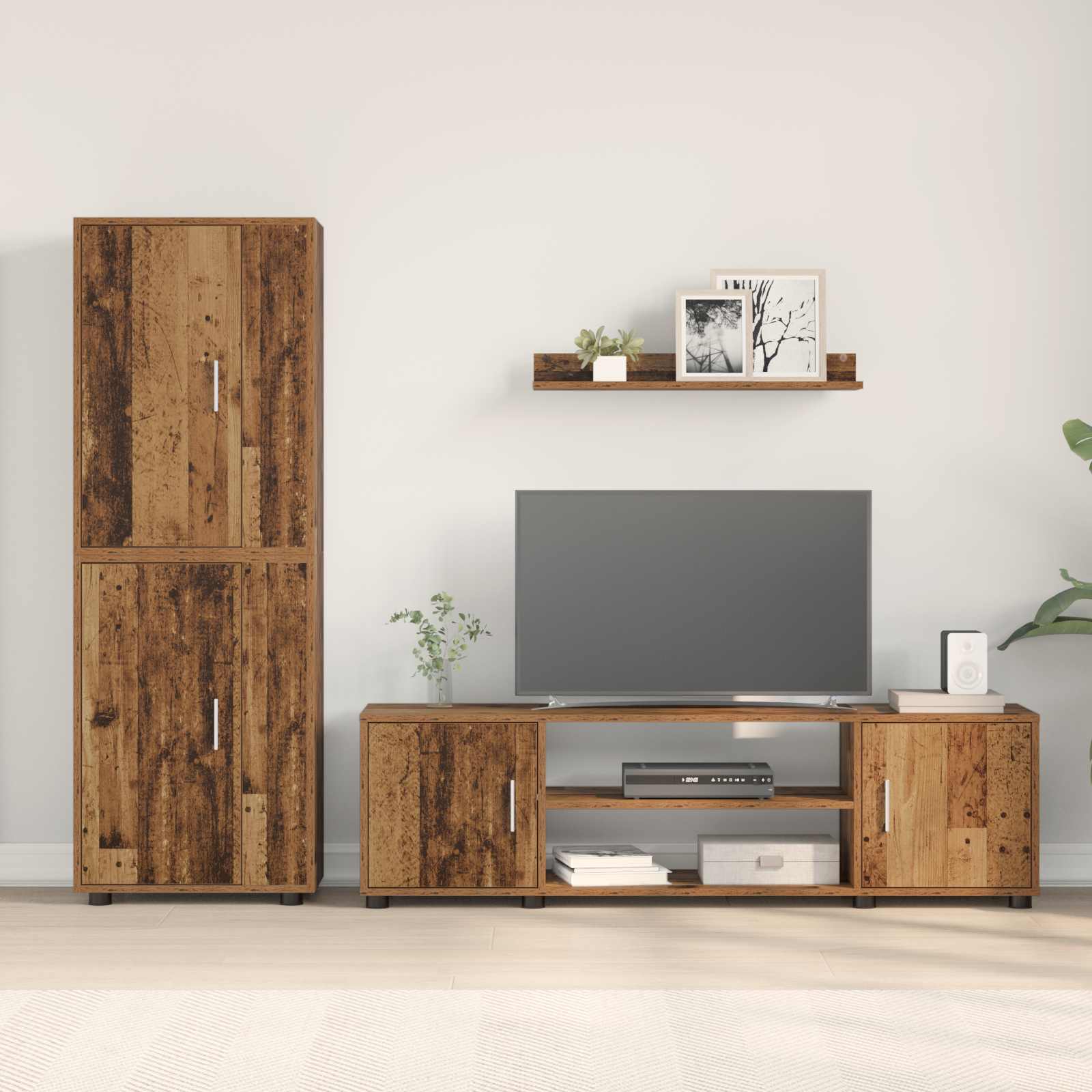 Set TV komoda Zidne 4 pcs Staro drvo Konstruirano drvo