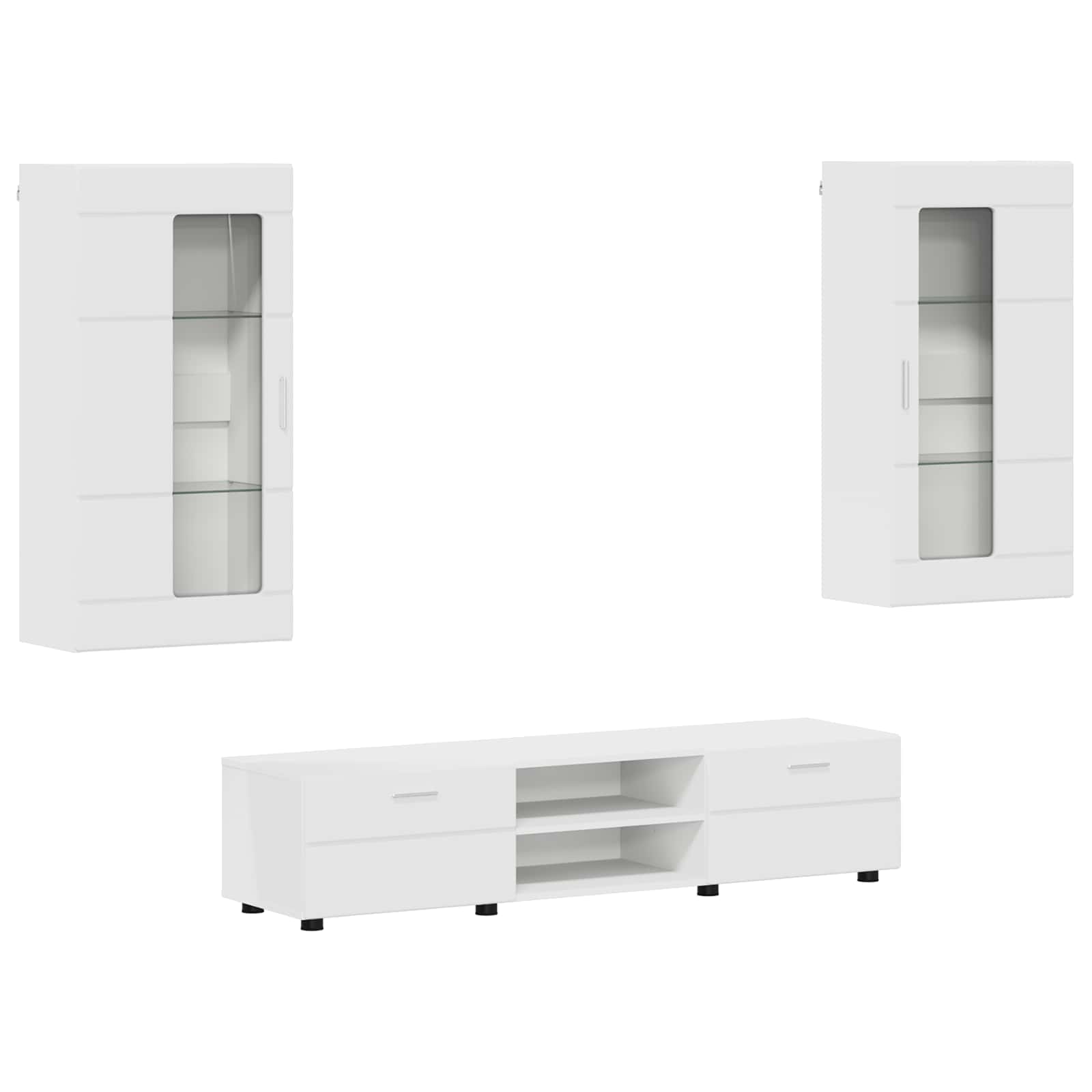 Set TV komoda s ladicama FLORIN 3 pcs Bijelo Konstruirano drvo