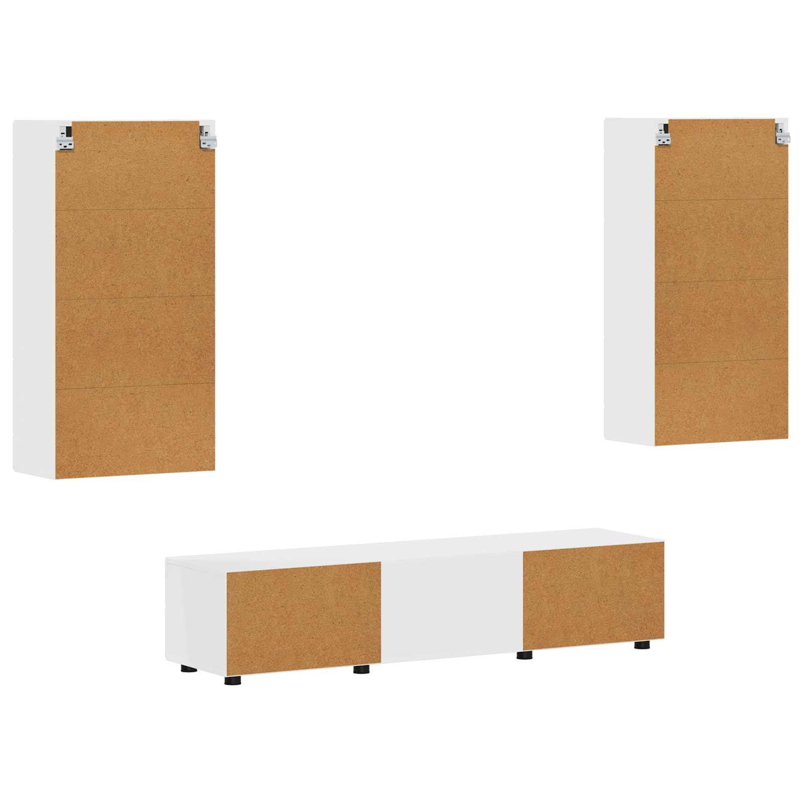 Set TV komoda s ladicama FLORIN 3 pcs Bijelo Konstruirano drvo