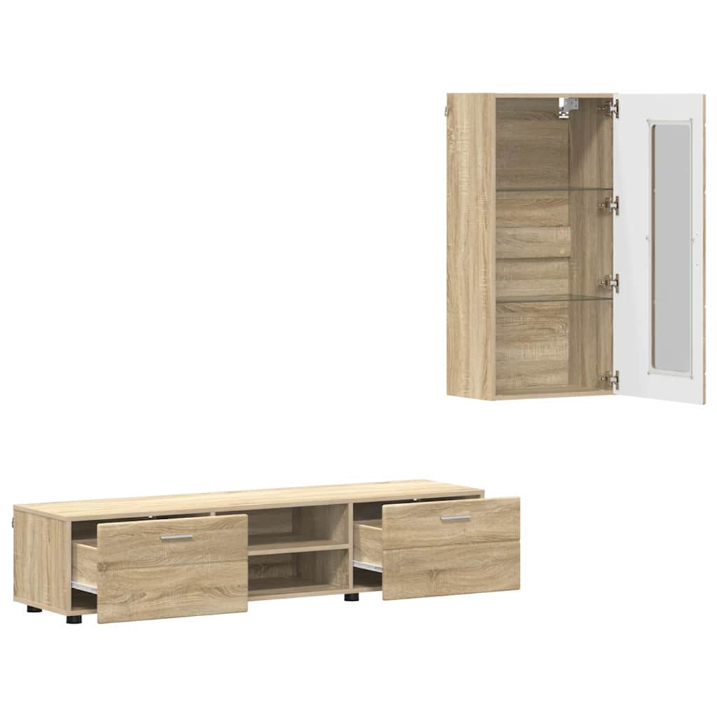 Set TV komoda Zidne FLORIN 3 pcs Sonoma hrast Konstruirano drvo