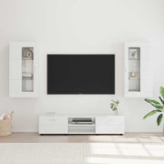 Set TV komoda FLORIN 3 pcs Visoki sjaj bijela Konstruirano drvo