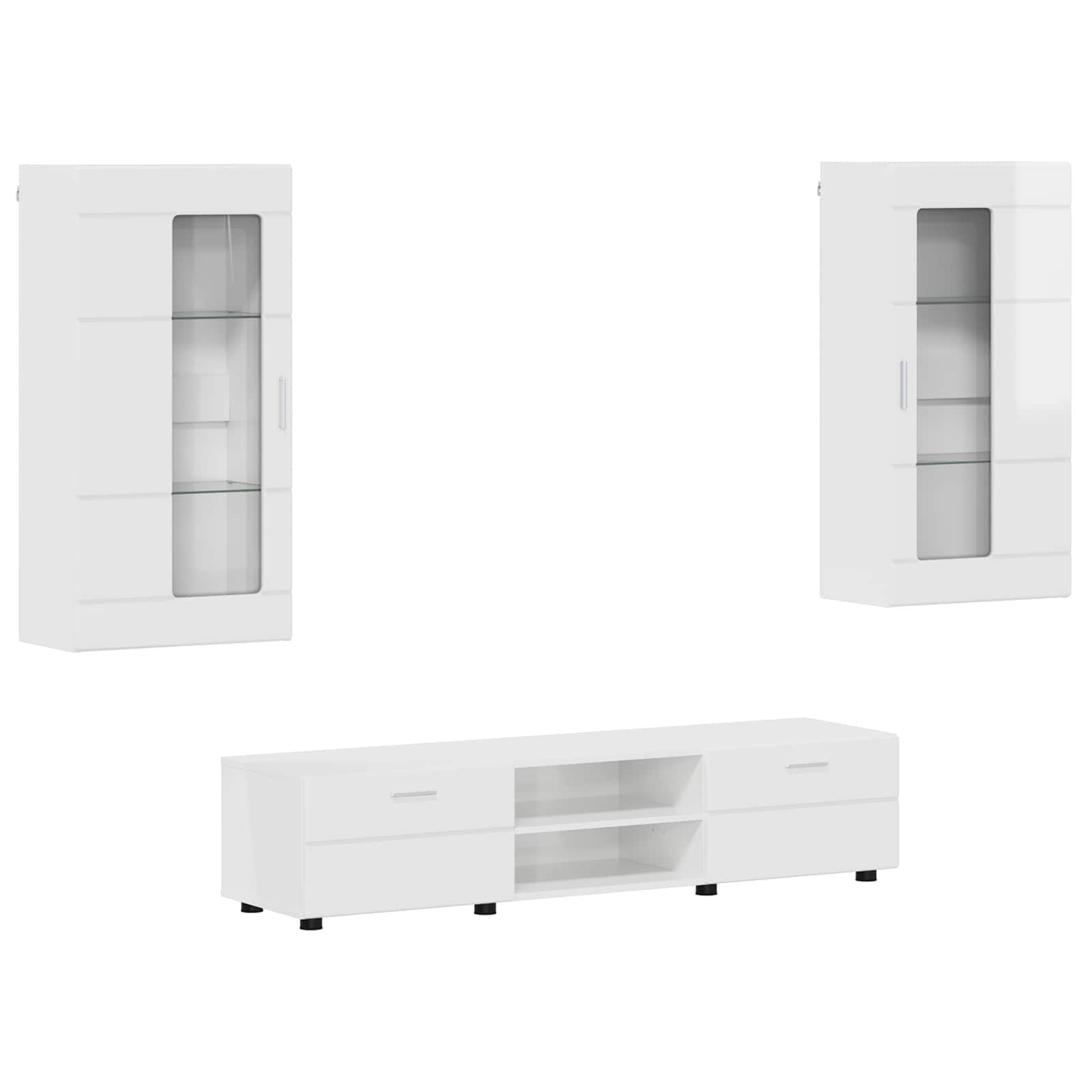Set TV komoda FLORIN 3 pcs Visoki sjaj bijela Konstruirano drvo