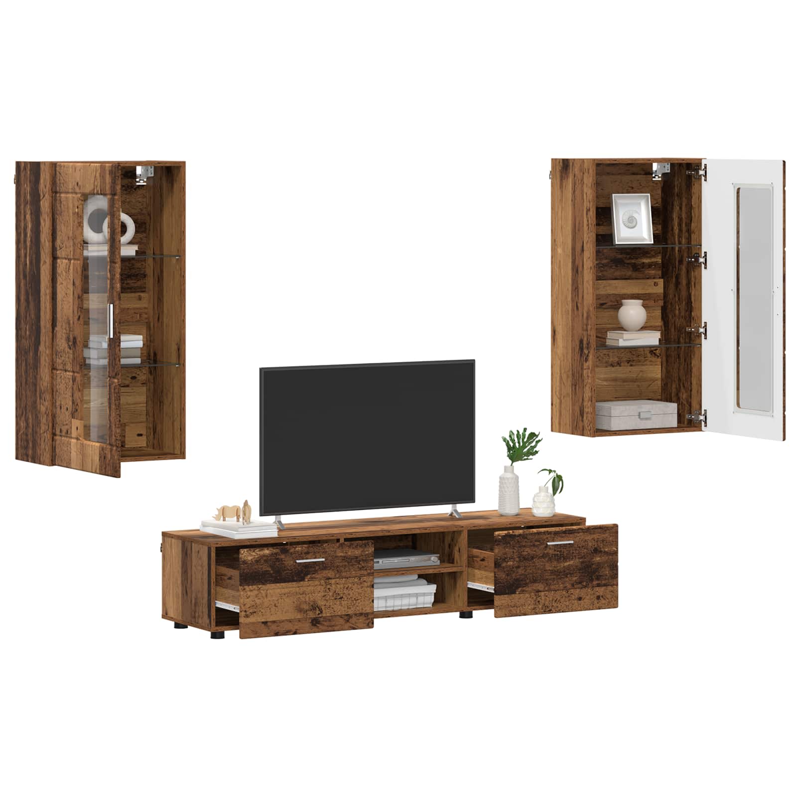 Set TV komoda Zidne FLORIN 3 pcs Staro drvo Konstruirano drvo