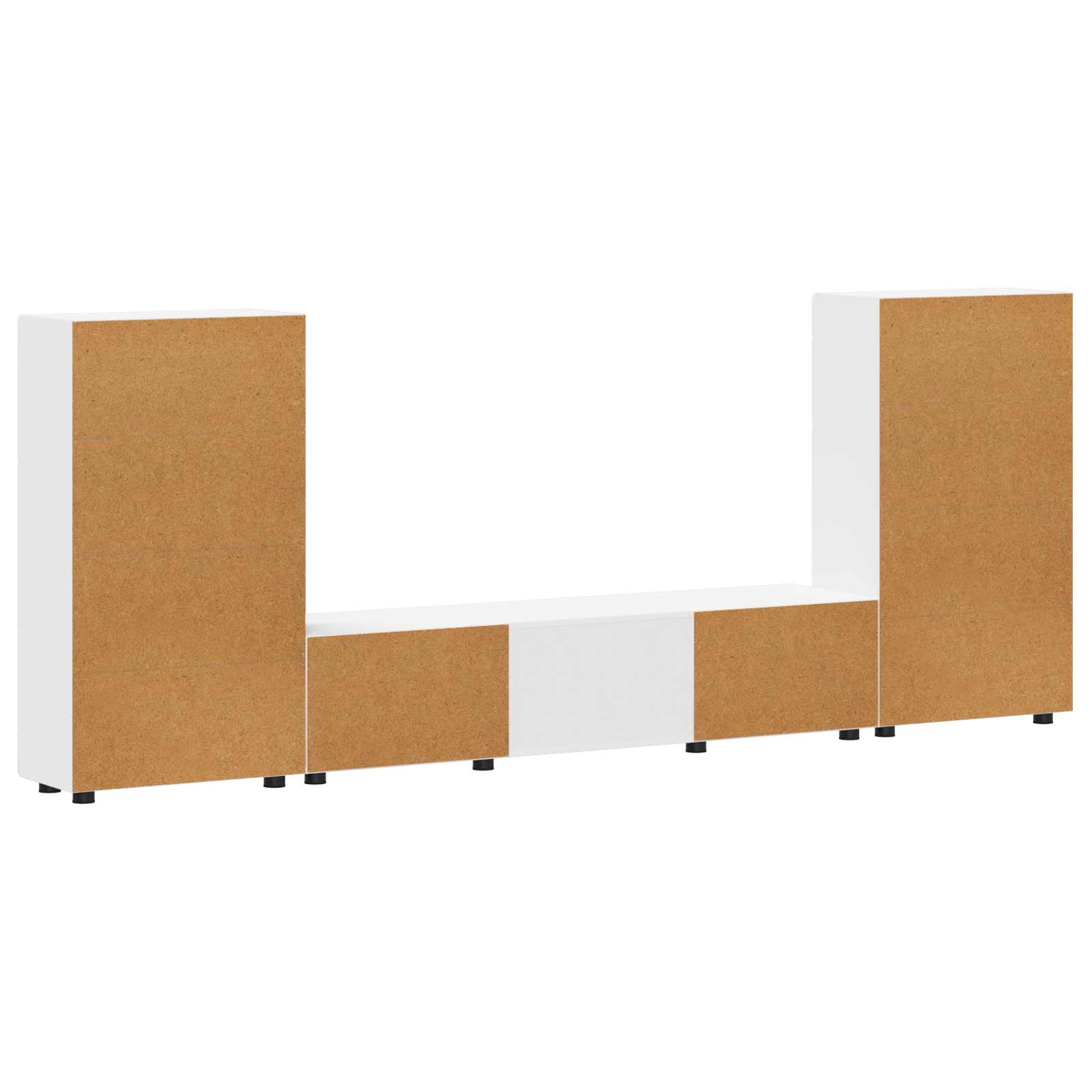 Set TV komoda s ladicama FLORIN 3 pcs Bijelo Konstruirano drvo