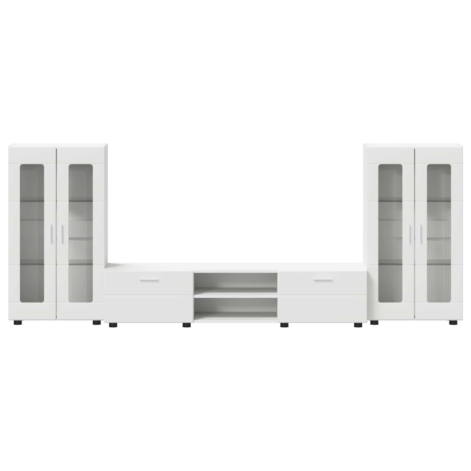 Set TV komoda s ladicama FLORIN 3 pcs Bijelo Konstruirano drvo