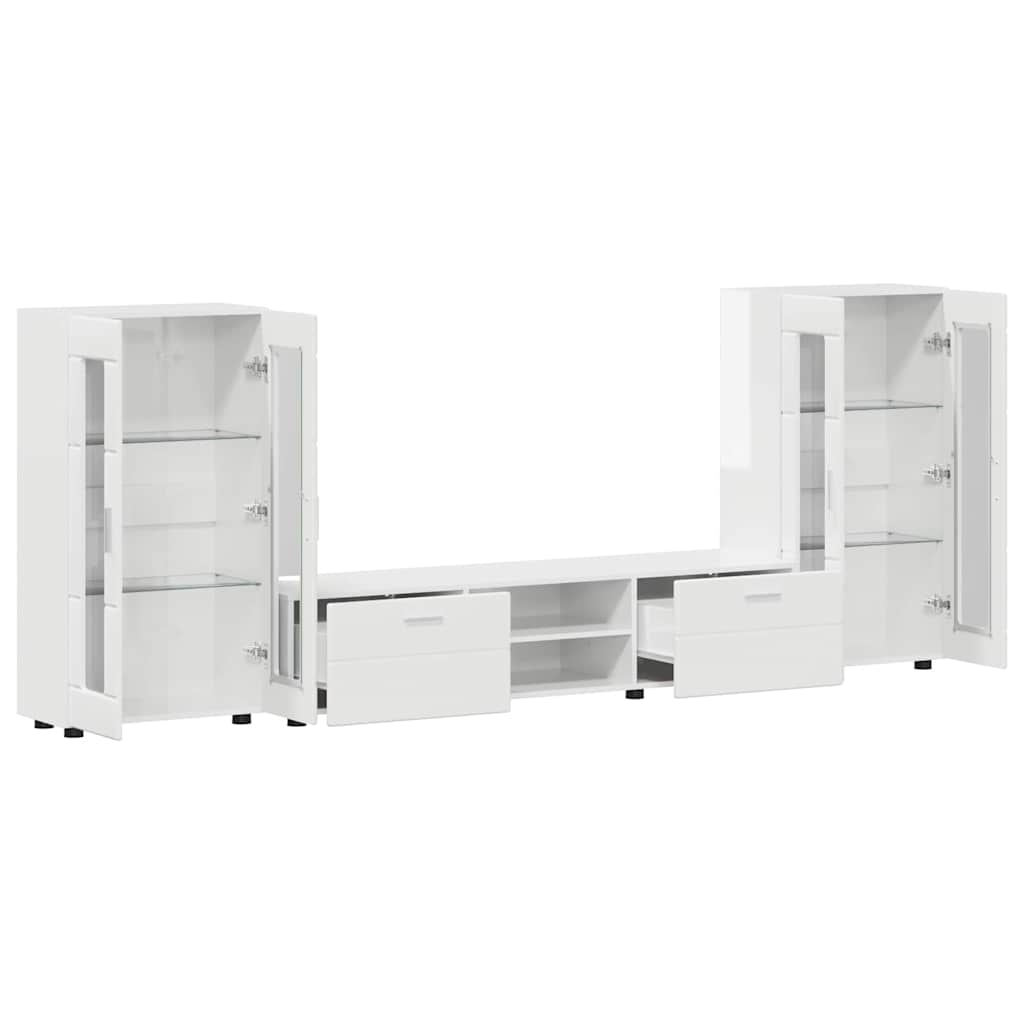 Set TV komoda FLORIN 3 pcs Visoki sjaj bijela Konstruirano drvo