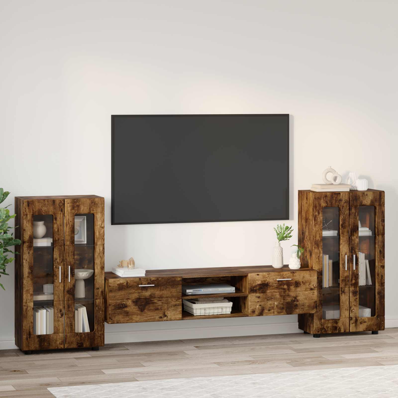 Set TV komoda FLORIN 3 pcs Dimljeni hrast Konstruirano drvo