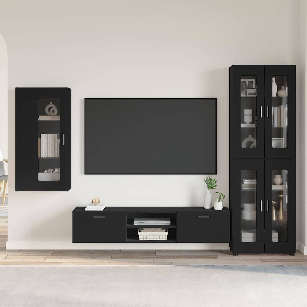 Set TV komoda FLORIN 3 kom. Crna Konstruirano drvo
