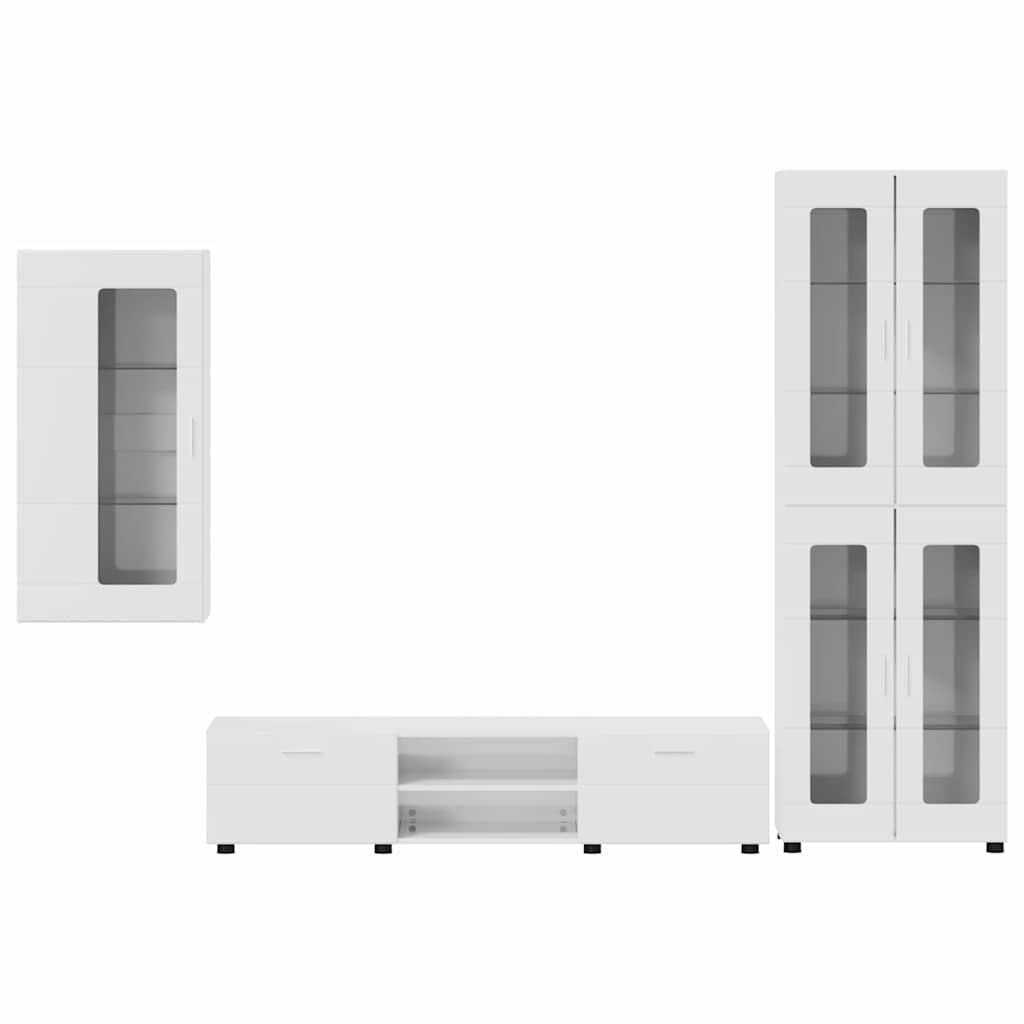 Set TV komoda FLORIN 3 pcs Visoki sjaj bijela Konstruirano drvo