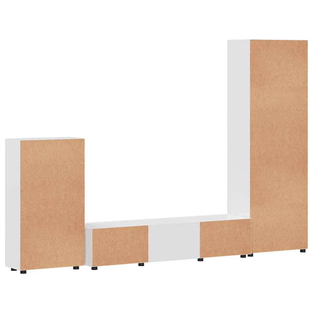 Set TV komoda FLORIN 3 pcs Visoki sjaj bijela Konstruirano drvo