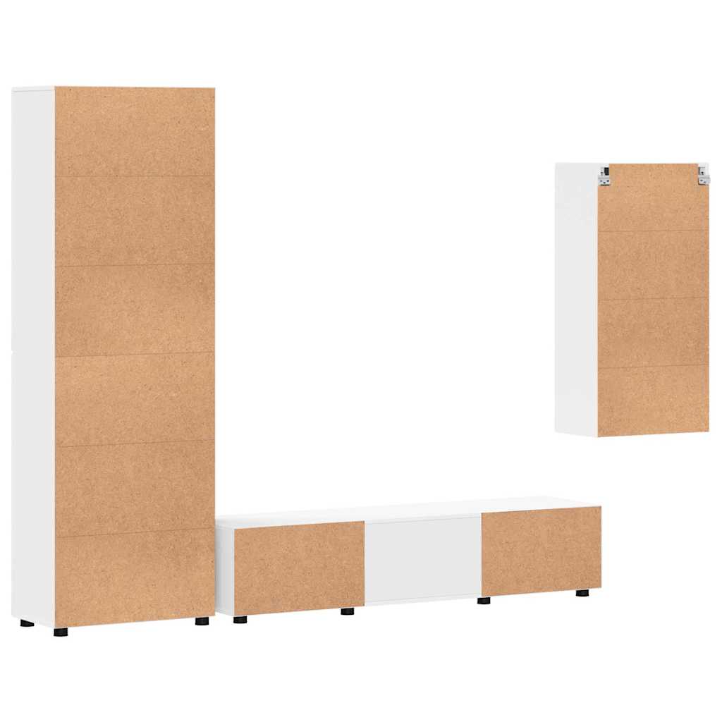 Set TV komoda s ladicama FLORIN 3 pcs Bijelo Konstruirano drvo