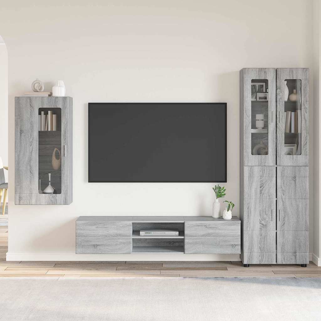 Set TV komoda Zidne FLORIN 3 pcs Siva Sonoma Konstruirano drvo