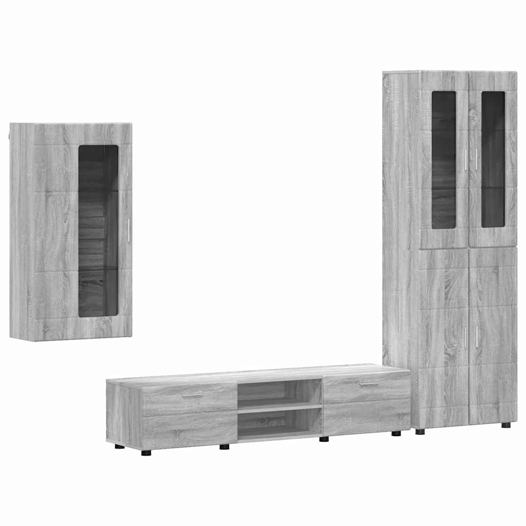 Set TV komoda Zidne FLORIN 3 pcs Siva Sonoma Konstruirano drvo
