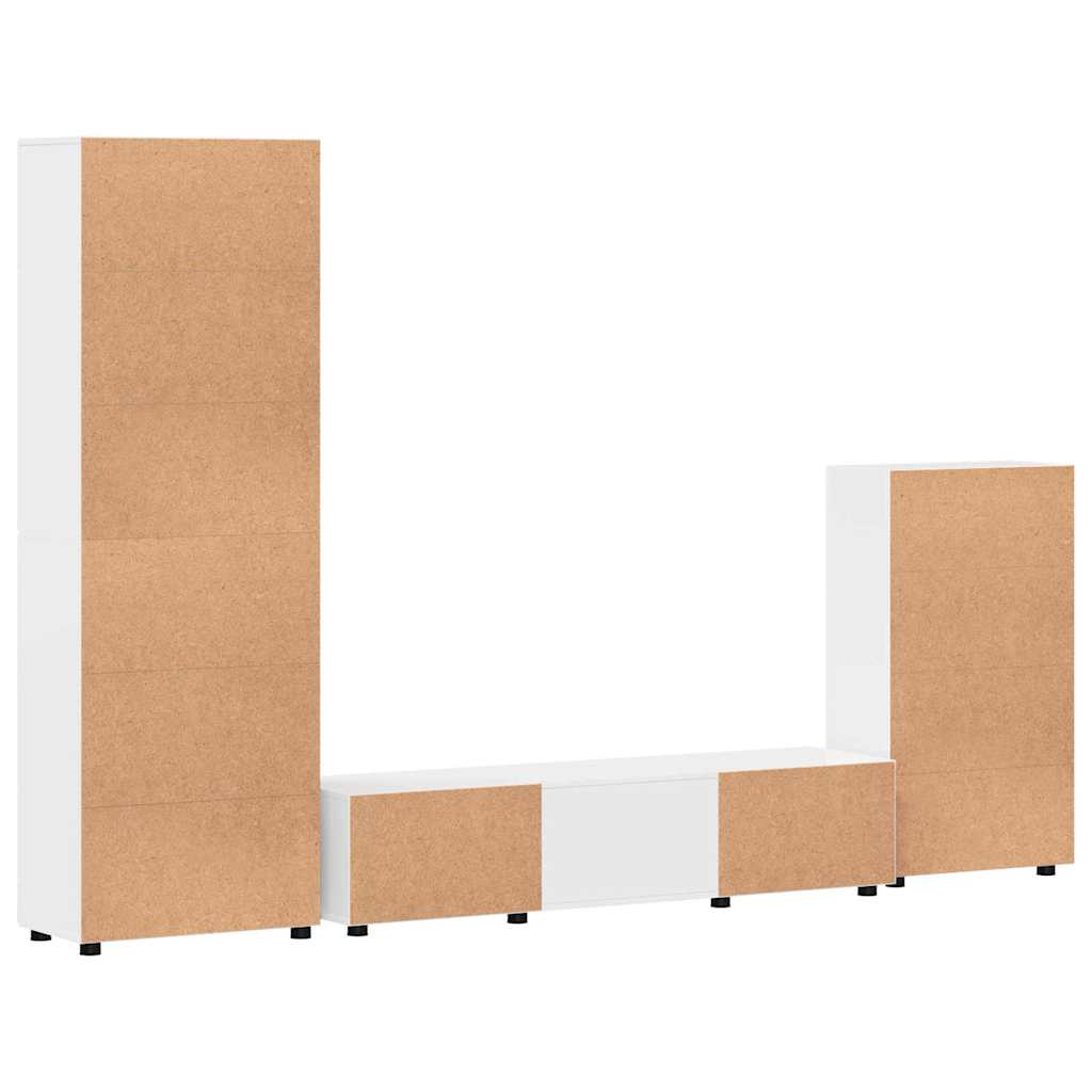 Set TV komoda FLORIN 3 pcs Visoki sjaj bijela Konstruirano drvo