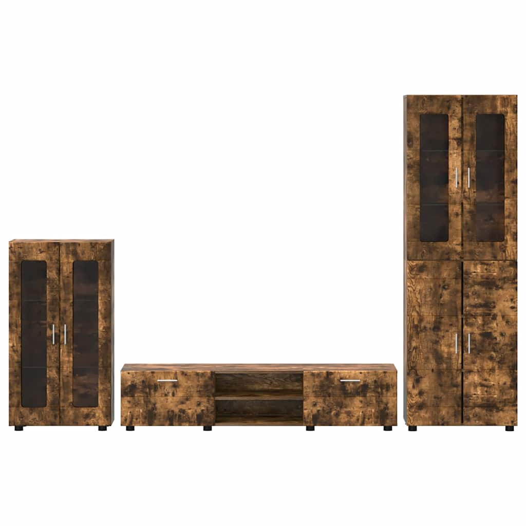 Set TV komoda FLORIN 3 pcs Dimljeni hrast Konstruirano drvo