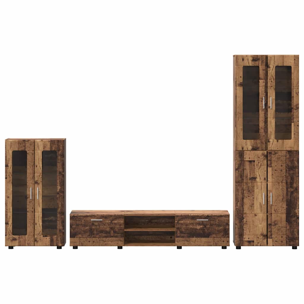 Set TV komoda FLORIN 3 pcs Staro drvo Konstruirano drvo
