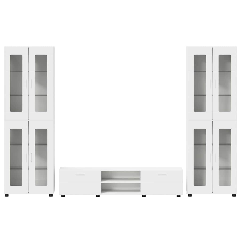 Set TV komoda s ladicama FLORIN 3 pcs Bijelo Konstruirano drvo