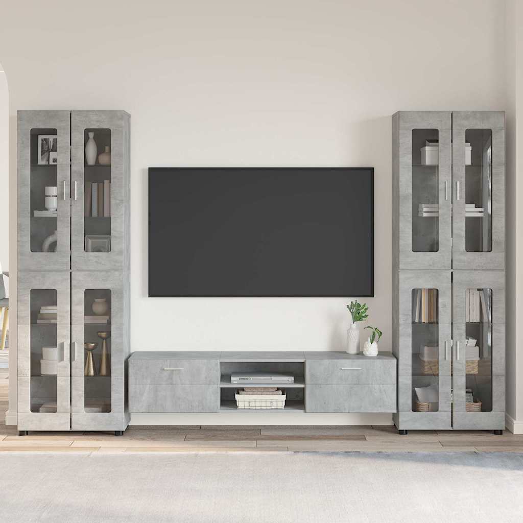 Set TV komoda FLORIN 3 kom. Betonski sivi Konstruirano drvo